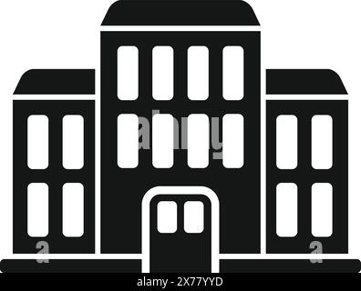 Icône vectorielle contemporaine noir et blanc d'un bâtiment de ville moderne dans un design simpliste et minimaliste, parfait pour les illustrations graphiques de bureau, d'entreprise ou d'immobilier Illustration de Vecteur