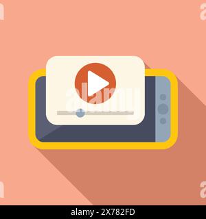 Illustration plate de l'appareil mobile affichant le bouton de lecture vidéo Illustration de Vecteur