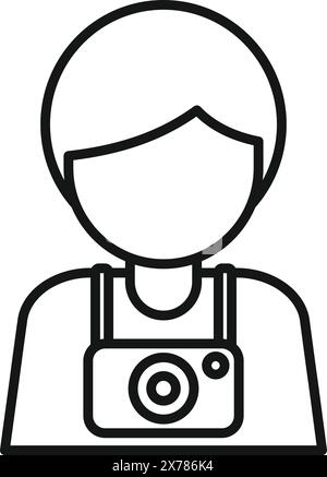 Icône de ligne simple représentant une personne avec un appareil photo, idéal pour la conception photographiée Illustration de Vecteur