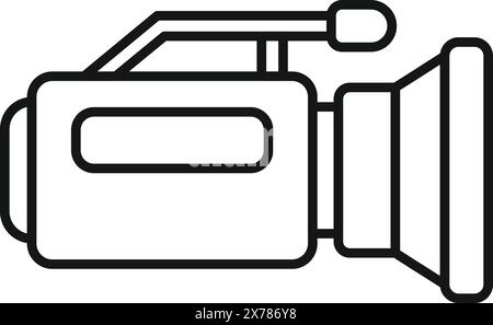 Illustration vectorielle de contour d'une caméra vidéo professionnelle, parfaite pour les graphiques liés aux médias et aux films Illustration de Vecteur