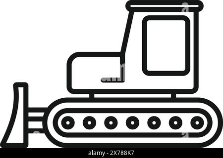 Dessin au trait noir et blanc d'un bulldozer adapté aux icônes de construction Illustration de Vecteur