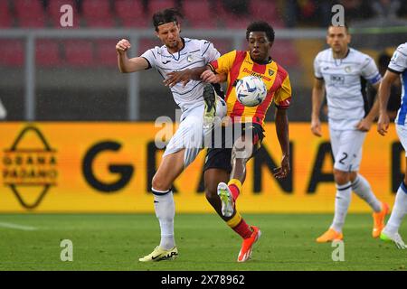 Lecce, Italie. 18 mai 2024. Patrick Dorgu de Lecce lors du match de football Serie A TIM entre l'US Lecce et Atalanta BC au stade via del Mare à Lecce, Italie, samedi 18 mai 2024. (Photo Giovanni Evangelista/LaPresse) crédit : LaPresse/Alamy Live News Banque D'Images