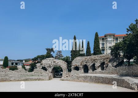 Les Arènes de Cimiez, amphithéâtre romain situé à Nice dans le quartier de Cimiez. Banque D'Images