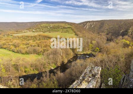 Belvédère de neuf moulins dans le parc national de Podyji, près de la ville de Znojmo dans la région de Moravie du Sud, République tchèque, Europe. Banque D'Images