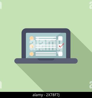 Illustration vectorielle d'un ordinateur portable moderne affichant une liste de contrôle, symbolisant l'achèvement de la tâche Illustration de Vecteur