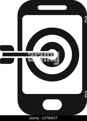 Icône de ciblage mobile précise pour les campagnes de marketing numérique et les stratégies publicitaires, en utilisant des éléments de smartphone et de fléchettes pour l'engagement des utilisateurs et l'optimisation de la conversion Illustration de Vecteur
