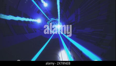 Tunnel futuriste au néon. Rendu 3D. Banque D'Images