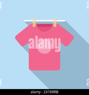 Illustration vectorielle d'un tshirt bébé rose mignon accroché sur un rack avec effet d'ombre Illustration de Vecteur
