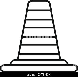 Dessin au trait simpliste d'un cône de sécurité routière, en noir et blanc, adapté aux icônes et aux diagrammes Illustration de Vecteur