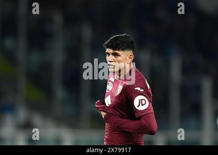 Turin, Italie. 1er janvier 2016. Raoul Bellanova de Turin réagit lors du match de football Serie A entre Turin et Milan au Stadio Olimpico Grande Torino à Turin, dans le nord-ouest de l'Italie - samedi 18 mai 2024. Sport - Soccer . (Photo Alberto Gandolfo/LaPresse) crédit : LaPresse/Alamy Live News Banque D'Images