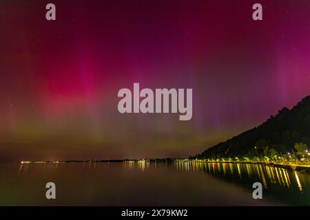 Fantastiques aurores boréales sur l'Autriche et le lac de Constance Banque D'Images