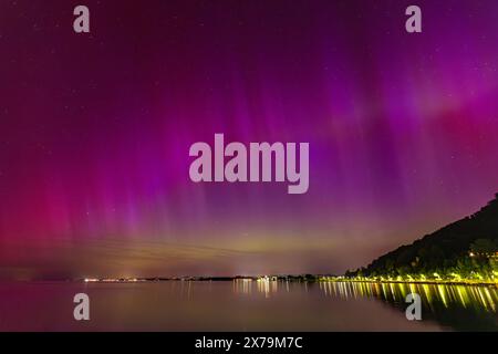 Fantastiques aurores boréales sur l'Autriche et le lac de Constance Banque D'Images