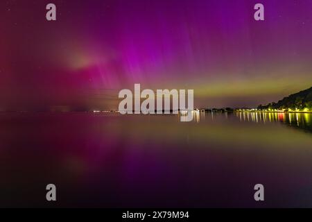 Fantastiques aurores boréales sur l'Autriche et le lac de Constance Banque D'Images