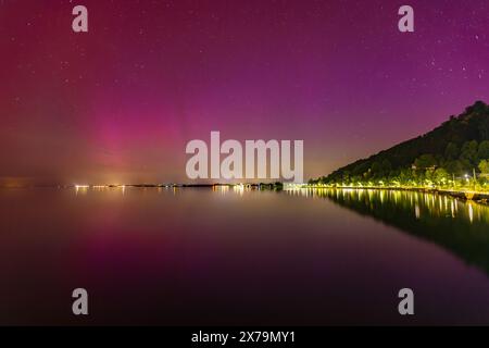 Fantastiques aurores boréales sur l'Autriche et le lac de Constance Banque D'Images