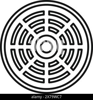 Illustration vectorielle d'un dessin complexe de labyrinthe circulaire en noir et blanc Illustration de Vecteur