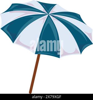 Illustration vectorielle d'un parapluie rayé élégant en bleu et blanc Illustration de Vecteur