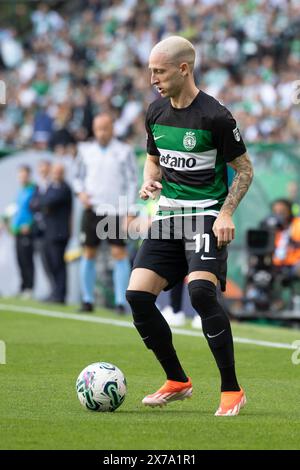 18 mai 2024. Lisbonne, Portugal. Le défenseur du Sporting portugais Nuno Santos (11 ans) en action lors du match de la Journée 34 de Liga Portugal Betclic, Sporting CP vs GD Chaves © Alexandre de Sousa/Alamy Live News Banque D'Images