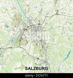 Salzbourg, Autriche affiche la carte Illustration de Vecteur