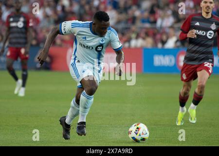 Toronto, Ontario, Canada. 18 mai 2024. Sunusi Ibrahim #14 en action lors du match de la MLS entre Toronto FC et CF Montréal au BMO Field à Toronto. Le match s'est terminé 5-1 pour le Toronto FC. (Crédit image : © Angel Marchini/ZUMA Press Wire) USAGE ÉDITORIAL SEULEMENT! Non destiné à UN USAGE commercial ! Banque D'Images