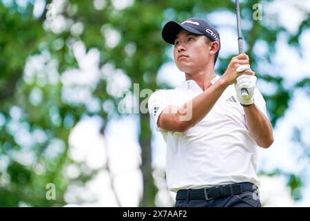 Louisville, Kentucky, États-Unis. 18 mai 2024. Collin Morikawa fait son départ du 2e tee lors de la troisième manche du Championnat PGA 2024 au Valhalla Golf Club. (Crédit image : © Debby Wong/ZUMA Press Wire) USAGE ÉDITORIAL SEULEMENT! Non destiné à UN USAGE commercial ! Banque D'Images