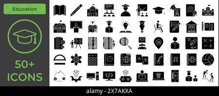 Pack complet d'icônes d'éducation : parfait pour les écoles, les universités et les plates-formes d'apprentissage en ligne Illustration de Vecteur