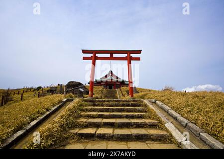 Sanctuaire Mototsumiya à la montagne komagatake dans la ville de Hakone, Kanagawa, Japon. Banque D'Images