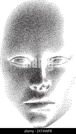 visage 3d stipple pour la conception de concept. Concept de fond de technologie abstraite d'intelligence artificielle ai. Fond numérique abstrait. Illustration de Vecteur