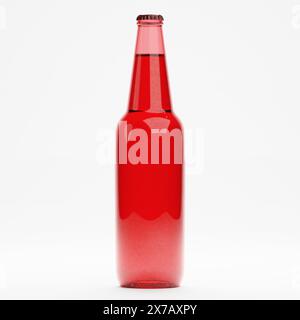 rendu 3d de bouteilles en verre de bière ou d'alcool de liqueur isolées sur blanc Banque D'Images