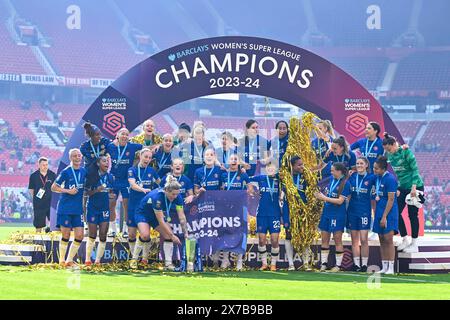 Manchester, Royaume-Uni. 18 mai 2024. Chelsea soulève la FA Women's Super League, lors du match de la FA Women's Super League Manchester United Women vs Chelsea FC Women à Old Trafford, Manchester, Royaume-Uni, le 18 mai 2024 (photo par Cody Froggatt/News images) à Manchester, Royaume-Uni le 18/05/2024. (Photo de Cody Froggatt/News images/Sipa USA) crédit : Sipa USA/Alamy Live News Banque D'Images