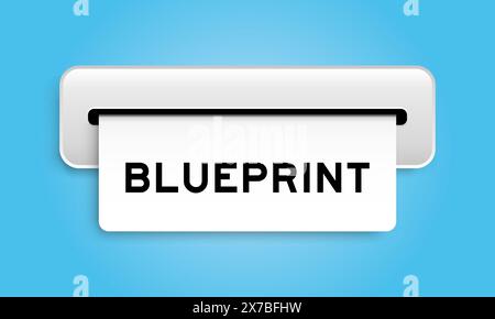 Bannière blanche de coupon avec le plan de mot de la machine sur fond de couleur bleue Illustration de Vecteur