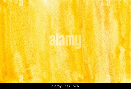 Gros plan d'un fond d'aquarelle de soleil jaune éclatant. Texture de citron coloré abstrait dessinée à la main pour la conception. Banque D'Images