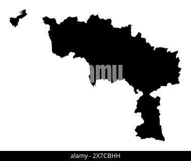 Carte silhouette de la province du Hainaut isolée sur fond blanc, Belgique Illustration de Vecteur