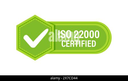 Badge de certification de gestion de la qualité ISO 22000. Illustration vectorielle Illustration de Vecteur