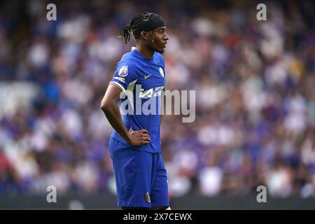 Noni Madueke de Chelsea lors du match de premier League à Stamford Bridge, Londres. Date de la photo : dimanche 19 mai 2024. Banque D'Images