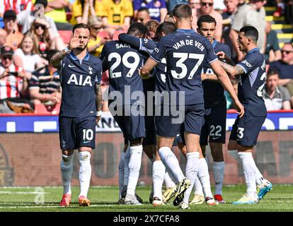 Bramall Lane, Sheffield, Royaume-Uni. 19 mai 2024. Premier League Football, Sheffield United contre Tottenham Hotspur ; Spurs célèbrent le but marqué par Dejan Kulusevski à la 14e minute pour 0-1 crédit : action plus Sports/Alamy Live News Banque D'Images