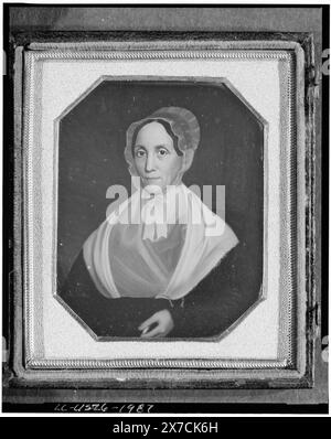 Copie d'un tableau d'une femme non identifiée, portrait de la tête et des épaules, photographe non identifié., cas : Rinhart 112., source inconnue., fait partie de : collection daguerréotype , . Banque D'Images