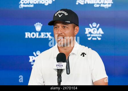 Louisville, Kentucky, États-Unis. 18 mai 2024. Xander Schauffele s’adresse aux médias après la troisième manche du Championnat PGA 2024 au Valhalla Golf Club. (Crédit image : © Debby Wong/ZUMA Press Wire) USAGE ÉDITORIAL SEULEMENT! Non destiné à UN USAGE commercial ! Banque D'Images