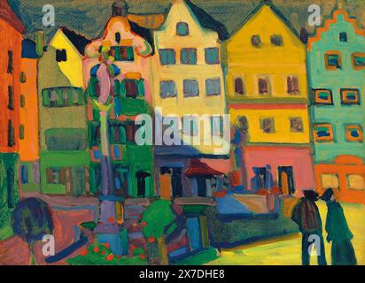 Weilheim-Marienplatz peinture de l'artiste peintre russe Wassily Kandinsky. 1909 Banque D'Images