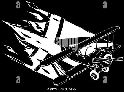 Illustration vectorielle d'un avion en ligne blanche sur fond noir Illustration de Vecteur