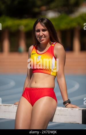 Portrait de Nagore Folgado, para-athlète de l'équipe nationale espagnole qui participe au 100 et 200 mètres et participera à Paris 2024 Banque D'Images