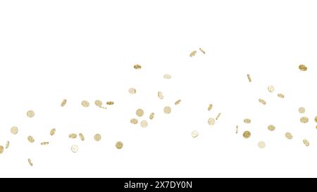Jackpot ou concept de gain. Explosion de pièces de monnaie sur fond isolé. Banque D'Images