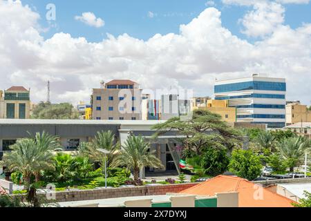 Quartier des affaires de la ville de Hargeisa rues du centre-ville, Somaliland, Somalie Banque D'Images