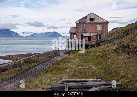 Avant-poste minier russe à Barentsburg Svalbard Banque D'Images