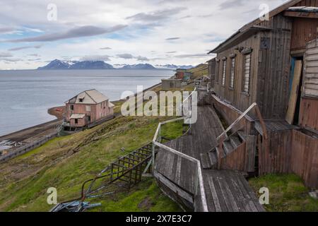 Avant-poste minier russe à Barentsburg Svalbard Banque D'Images