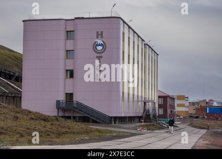 Avant-poste minier russe à Barentsburg Svalbard Banque D'Images