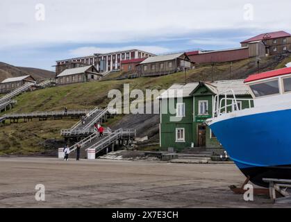 Avant-poste minier russe à Barentsburg Svalbard Banque D'Images