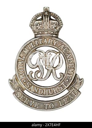 Insigne de la casquette de l'Académie militaire royale de Sandhurst, v. 1947-1952. Banque D'Images