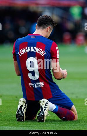 Barcelone, Espagne. 19 mai 2024. Lewandowski en action lors du match LaLiga EA Sports entre le FC Barcelone et le Rayo Vallecano aux Estadi Olimpic Lluis Companys. Crédit : Christian Bertrand/Alamy Live News Banque D'Images