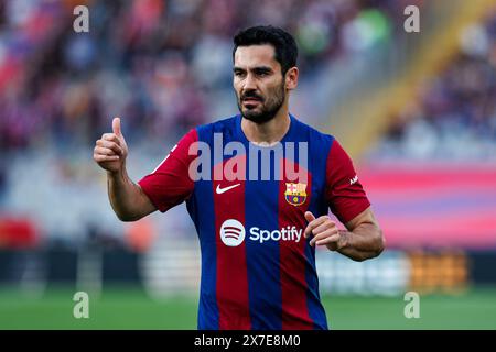 Barcelone, Espagne. 19 mai 2024. Gundogan en action lors du match LaLiga EA Sports entre le FC Barcelone et le Rayo Vallecano aux Estadi Olimpic Lluis Companys. Crédit : Christian Bertrand/Alamy Live News Banque D'Images