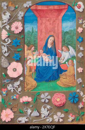 Heures de Reine Isabelle la Catholique, Reine d'Espagne, Vierge et Christ avec les Anges vers 1500 Banque D'Images